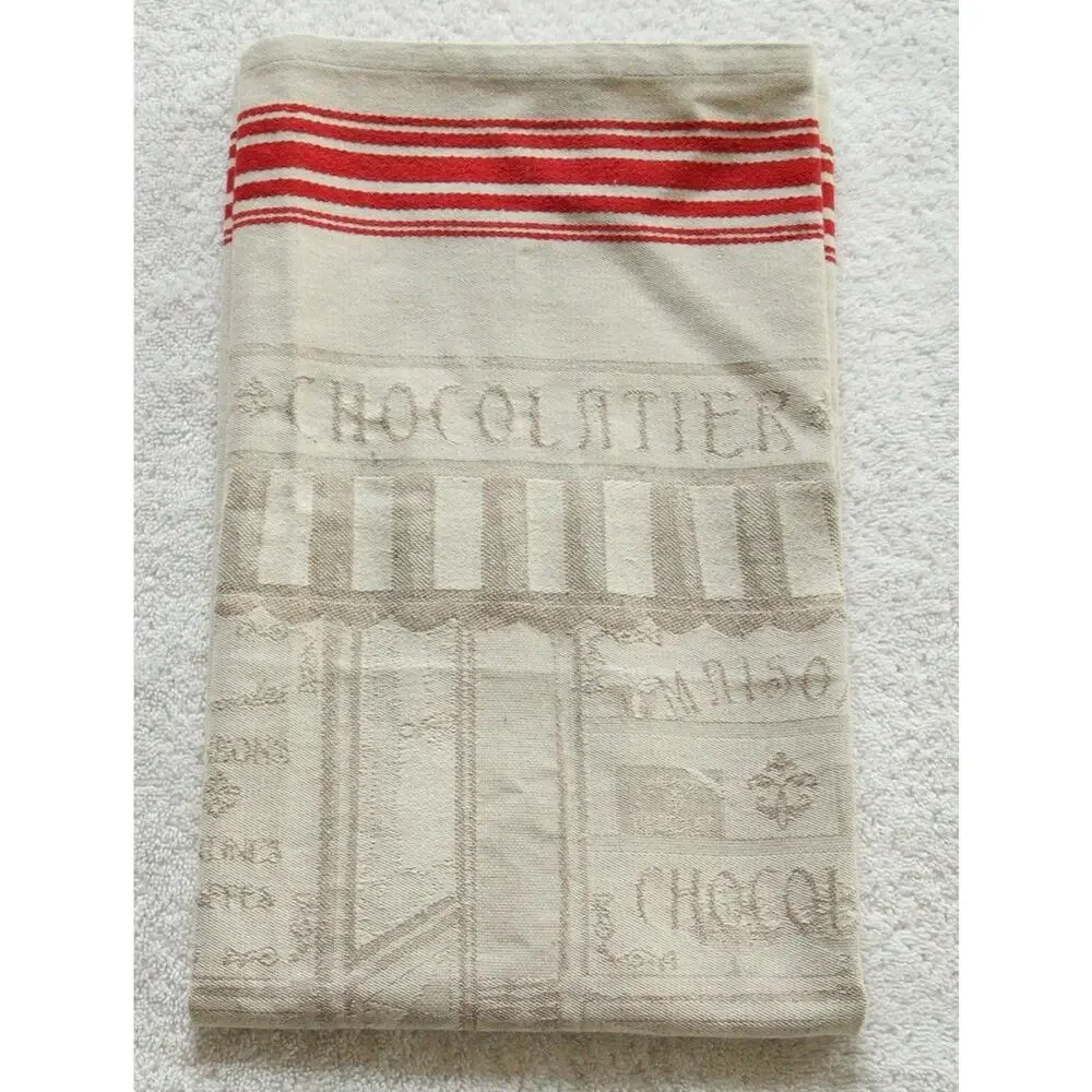 Tissus Toselli French Jacquard Tea Towel “Chocolatier” Café Design Cotton France